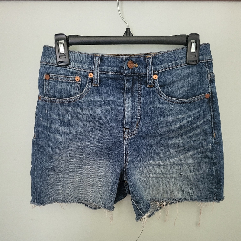 Madewell Women Size 26 High Rise Denim Medium Wash Cut Off Shorts Stretch‎